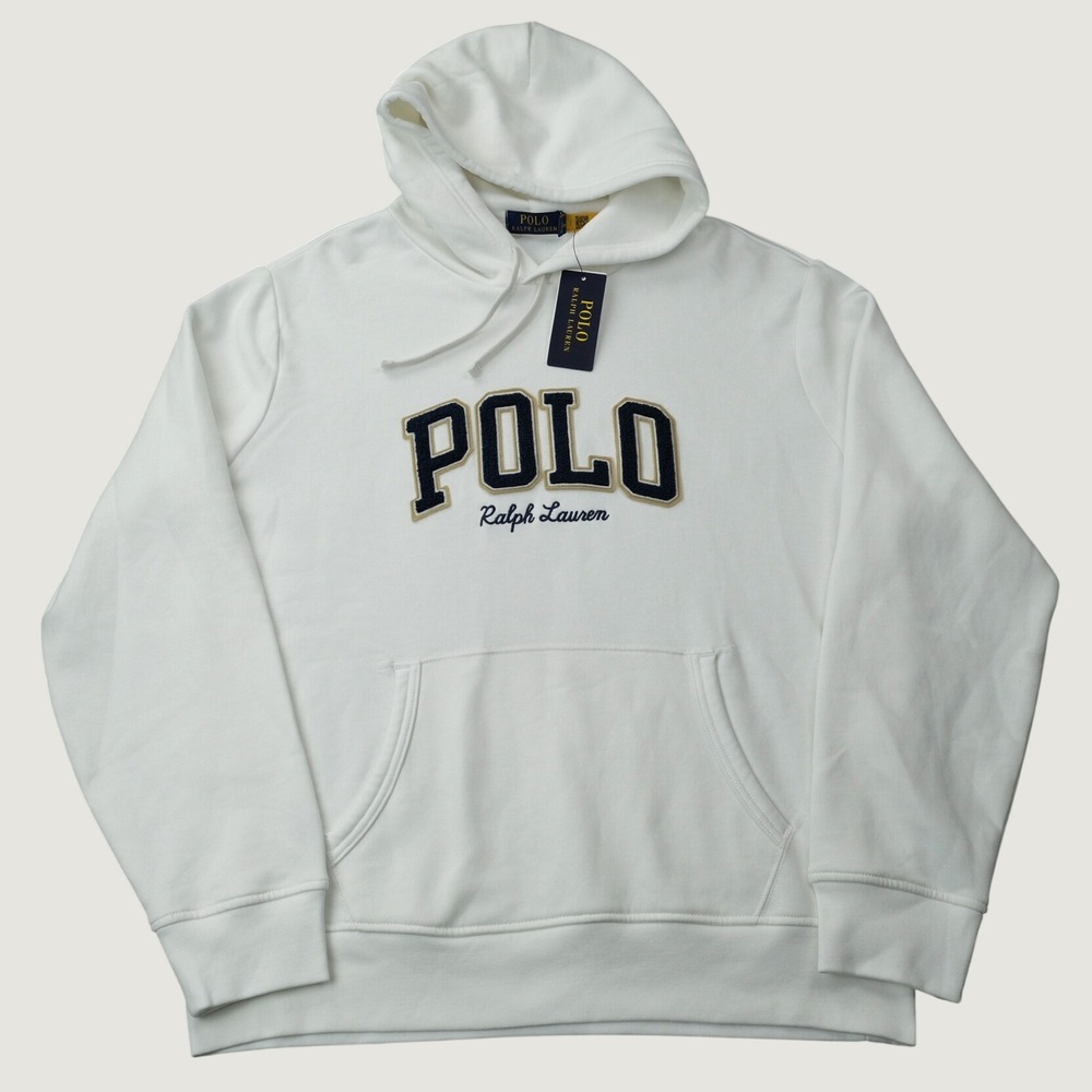 Polo Ralph Lauren Hoodie Classic Fit Large White Embroidered Logo NWT